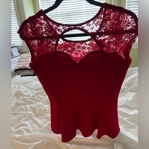 Women’s Red Peplum Top
